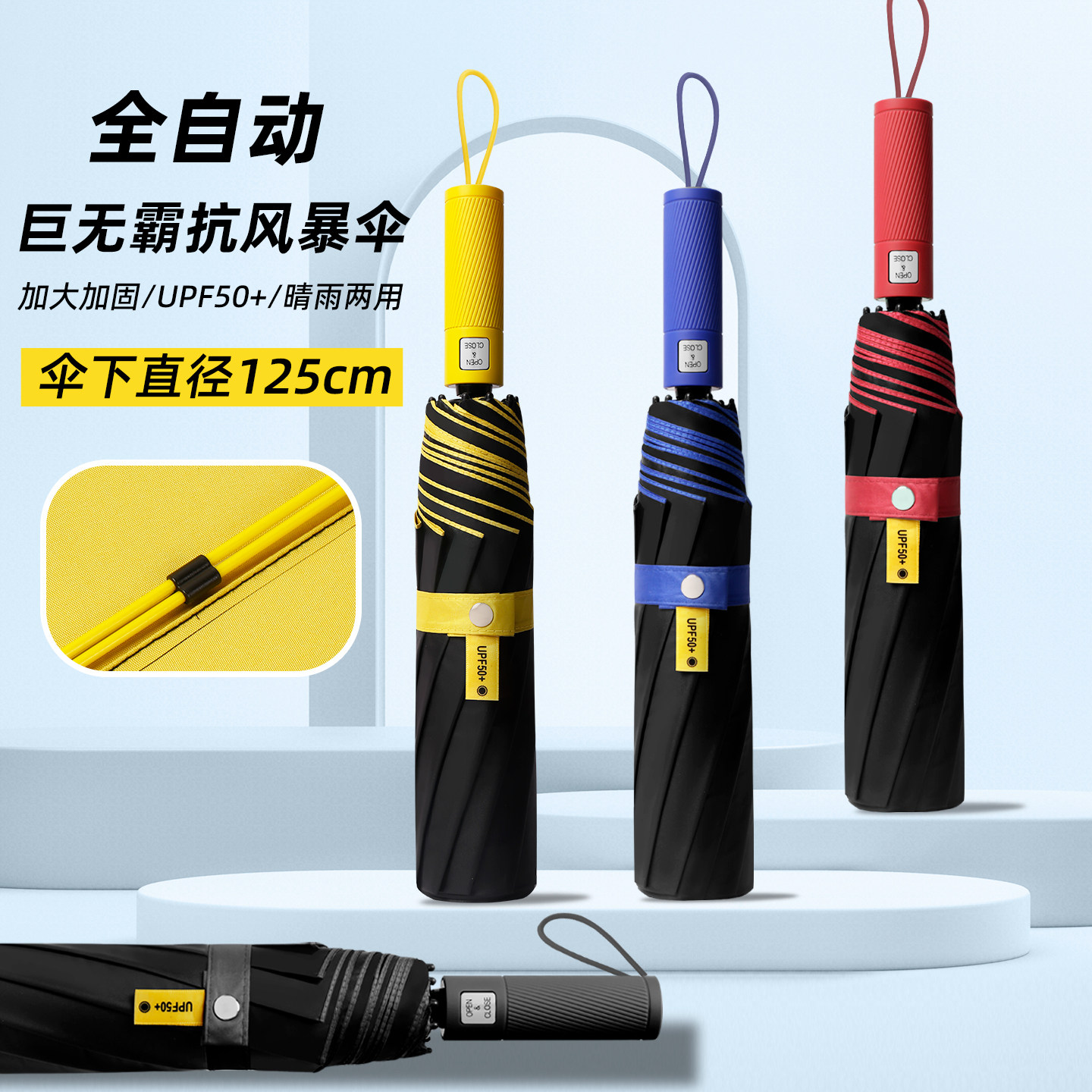 全自动雨伞晴雨伞折叠加大加固图片