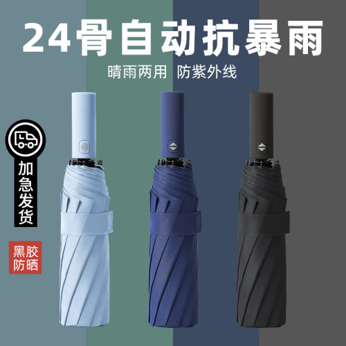 全自动加厚黑胶晴雨两用伞