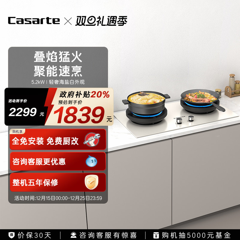 卡萨帝揽光小炫风燃气灶煤气灶家用灶台猛火灶炉灶天然气灶CDZ5U9