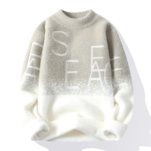 冬季新款圆领加绒加厚毛衣男韩版潮青年保暖线衣休闲学生内针织衫