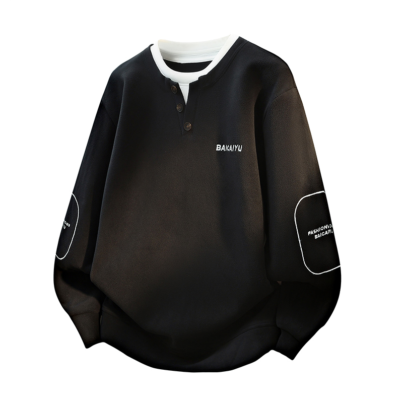 假两件圆领毛衣男士加绒