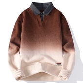 针织衫 2025新款 毛线衣 领毛衣男渐变色潮牌时尚 休闲长袖 秋冬季 衬衫