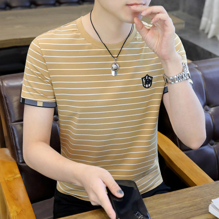 短袖t恤男士潮流纯棉夏装上衣服潮牌修身型半袖针织体恤打底小衫
