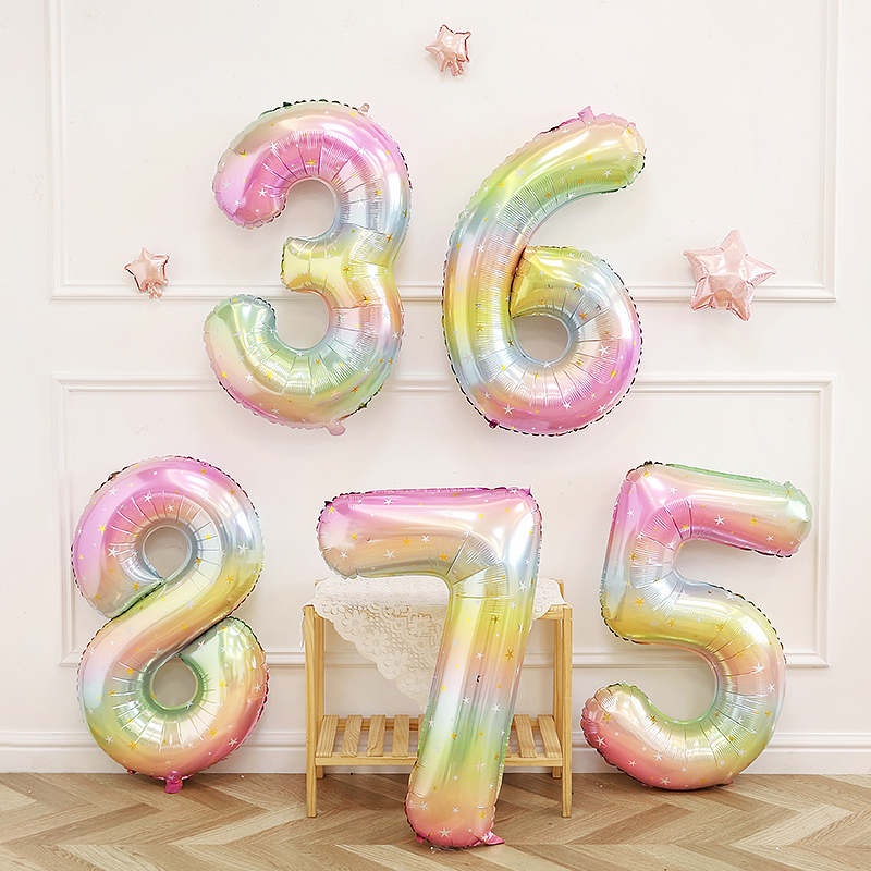 网红40寸渐变星星生日数字气球