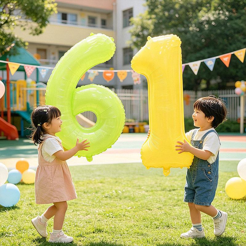 六一儿童节装饰61数字气球幼儿园小学户外活动拍照道具背景墙布置