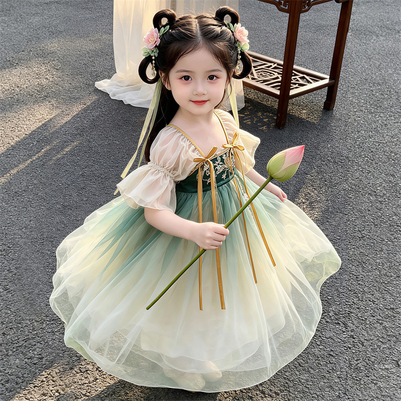 汉服女童2026新款夏季新国风汉服小童连衣裙超仙中国风中长裙