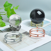 合金电镀铁艺金属双圈金色银色水晶球矿石原石底座创意底托支架