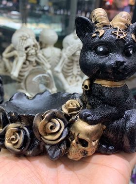 树脂羊角猫球座 实体经营 销售水晶球底座 矿标玉石底座创意