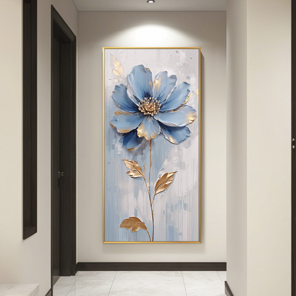 花开富贵入户玄关装饰画现代轻奢抽象花卉走廊过道尽头高级感挂画