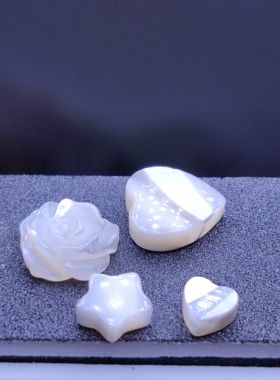 雕刻件白母贝diy配件夏末小妞