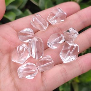 天然白水晶切面随行糖块不规则散珠子diy水晶耳坠散珠手链