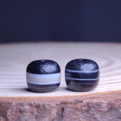 一线药师玛瑙老型桶珠天珠文玩配饰 风化老玛瑙包浆腰珠配料件