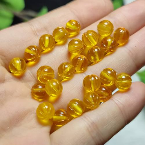 天然琥珀蜜蜡南瓜珠散珠圆珠单珠手串配珠DIY配饰