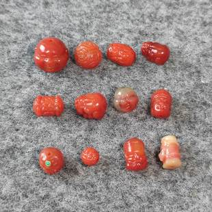 天然红玛瑙貔貅笑佛通孔雕刻件提溜散珠子diy手工编织饰品手链