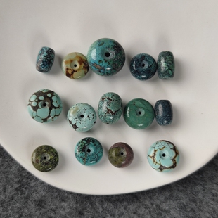 天然绿松石饼子吊坠面包圈扣子配饰金刚手串菩提配珠顶珠配件