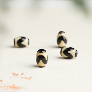 文玩配饰 天然玛瑙黄皮虎牙三眼天珠桶珠散珠配饰DIY