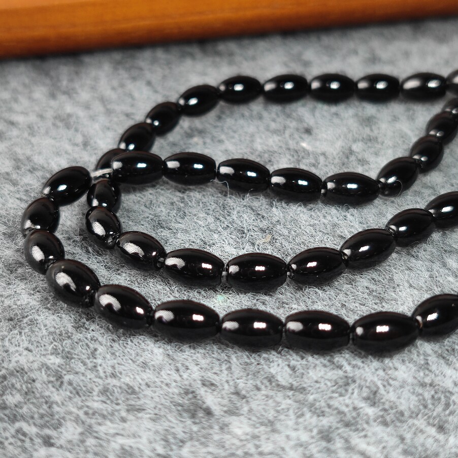 天然黑玛瑙米珠鼓珠散珠子顶珠配饰diy佛珠手链饰品桶珠腰珠隔珠