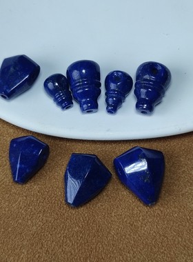 天然原矿精选青金石鲨鱼鳍一体三通佛头文玩三通配饰星月金刚配件