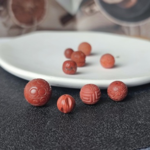 天然南红回纹珠散珠手串diy饰品配件原矿玛瑙珠子顶珠配珠雕刻