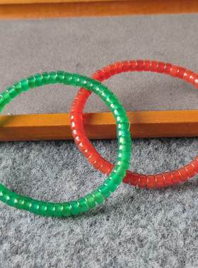 天然绿玛瑙红玛瑙手串女款冰种迷你药片小尺寸文玩手链单圈