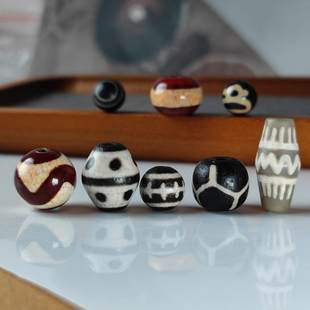 西亚古珠老玛瑙桶珠长寿龟甲天珠配饰佛珠手串项链吊坠配珠