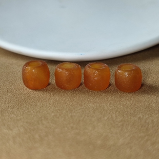天然黄玛瑙大孔道风化包浆老型直切橘皮纹隔珠手串手链散珠配饰
