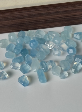 天然海蓝宝随行桶珠不规则简约百搭串饰手工diy手链缠绳散珠配饰