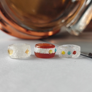 天然白水晶多宝镶嵌隔片大孔跑环隔珠散珠配饰手串手链diy配件