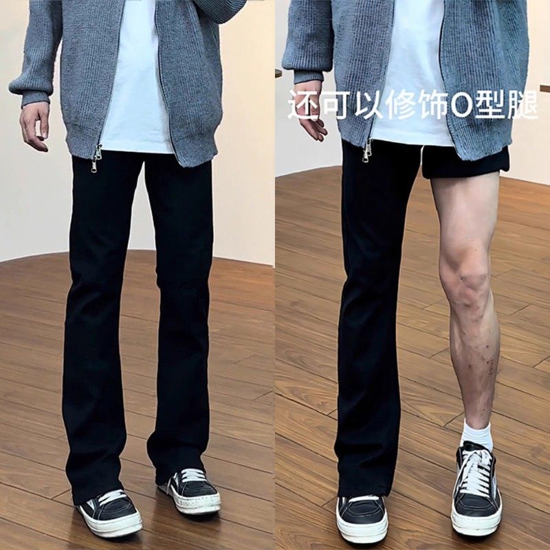 直筒黑色怪兽牛仔裤男款