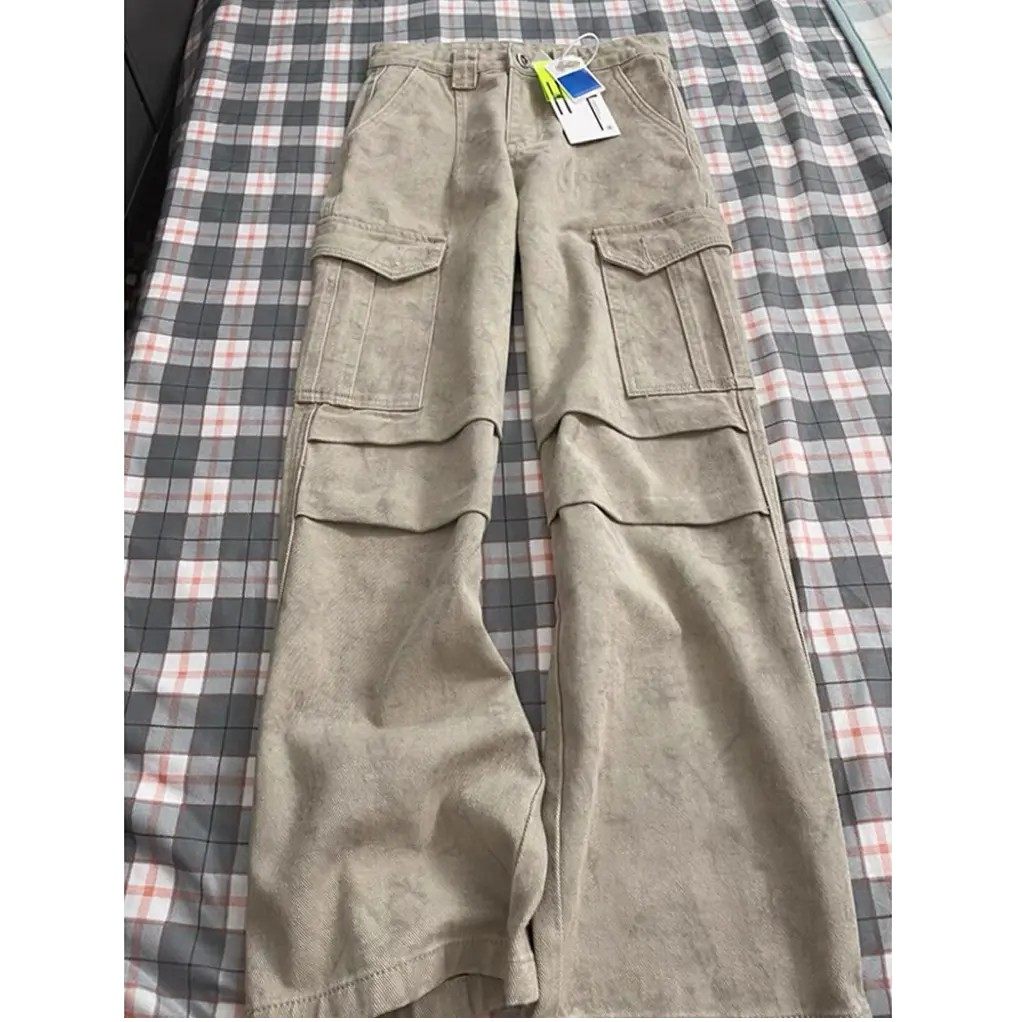 美式复古做旧工装裤男款秋冬潮牌痞帅炸街裤子cleanfit直筒伞兵裤,男装,卫裤,淘宝优惠券,粉丝福利购,淘宝优惠卷