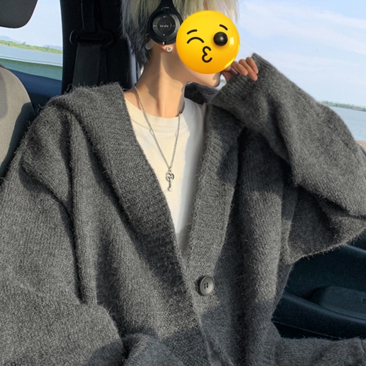 深灰色开衫毛衣男生春秋季