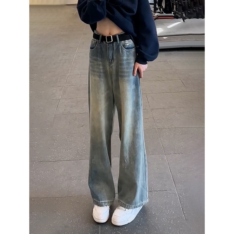 复古蓝美式微喇牛仔裤男款