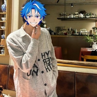 字母提花V领开衫毛衣男秋季