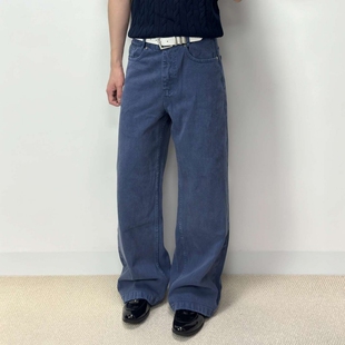 美式高街复古水洗法工蓝色伐木工装休闲裤男春季款宽松休闲牛仔裤