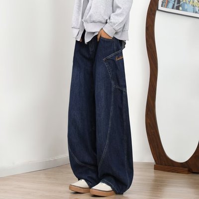 美式复古拼接牛仔裤男