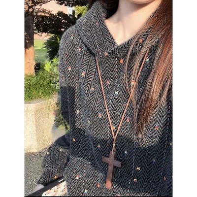 小香风七彩点针织卫衣男女