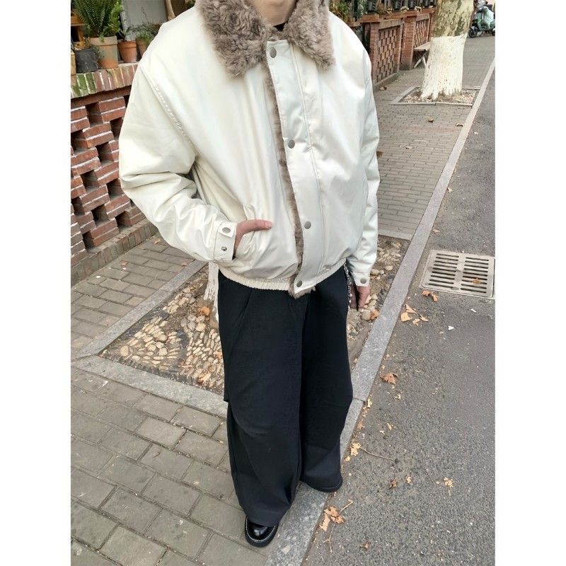 美式绒毛领拼接bomber棉服男女款冬季新款休闲小众保暖设计感夹克,男装,卫衣,淘宝优惠券,粉丝福利购,淘宝优惠卷