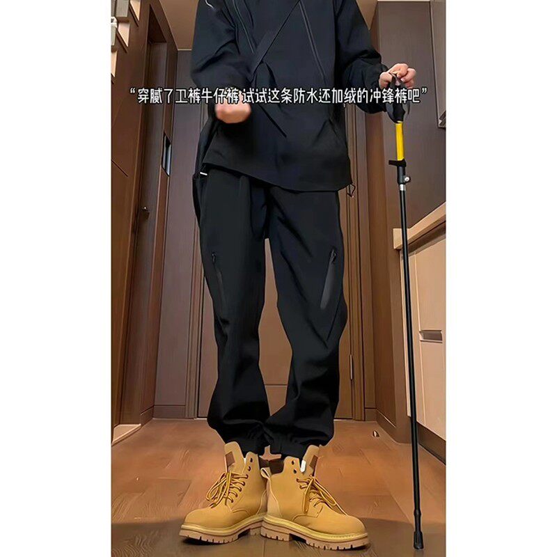 美式机能冲锋裤男女款秋冬加绒潮牌户外滑雪登山裤魔术贴束脚裤子,男装,卫裤,淘宝优惠券,粉丝福利购,淘宝优惠卷