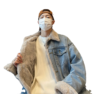 冬季新款羊羔毛棉服男士