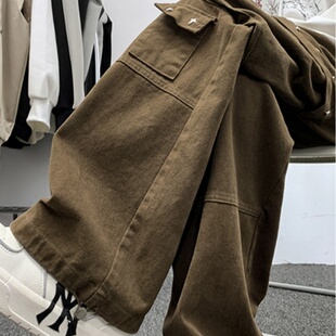 高级感美式 美拉德工装 垂感痞帅新款 子宽松直筒阔腿裤 高街日系潮 裤