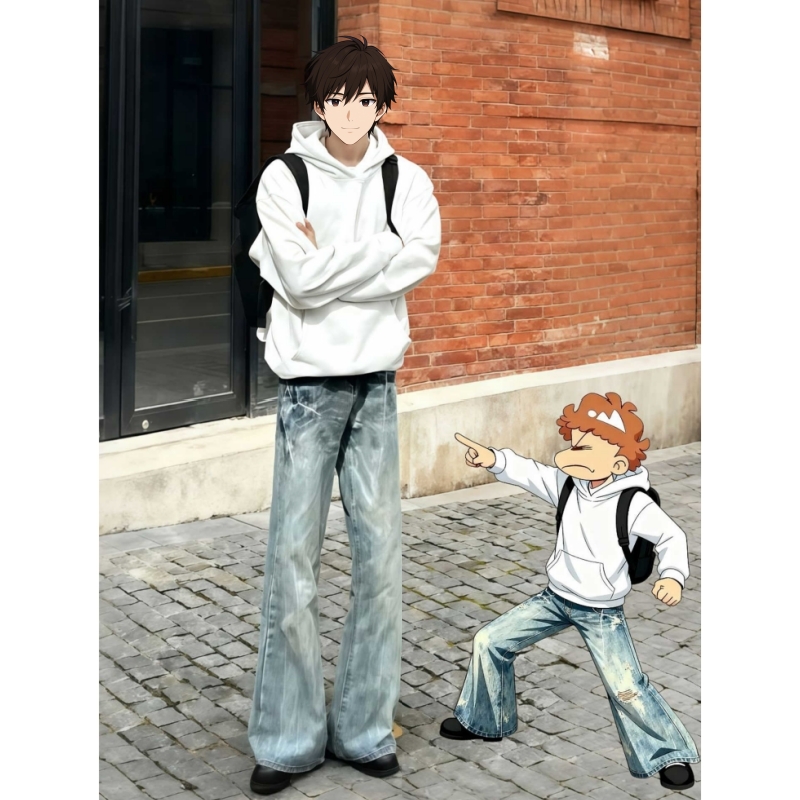 阿衰穿搭牛仔裤男款美式高街