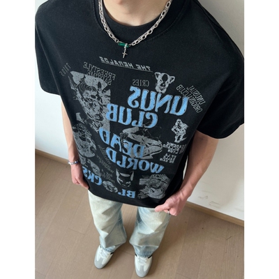 美式街头潮牌涂鸦印花短袖T恤