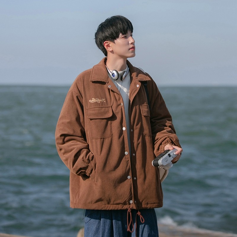 灯芯绒棉服男款冬季cityboy棉衣宽松加绒加厚外套美式工装棉袄潮