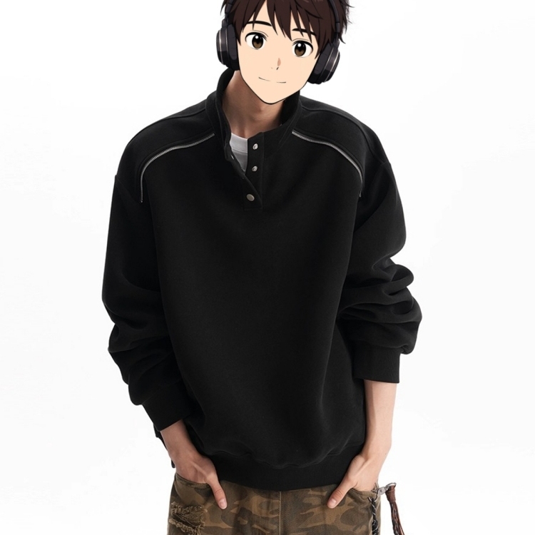 重磅美式休闲立领卫衣男女