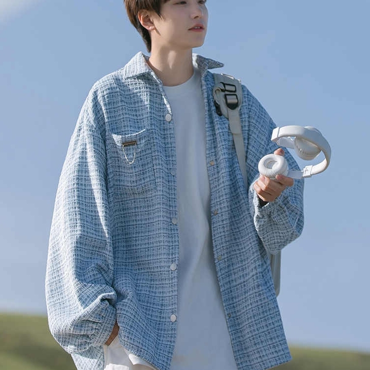小香风衬衫男款长袖衬衣夏季