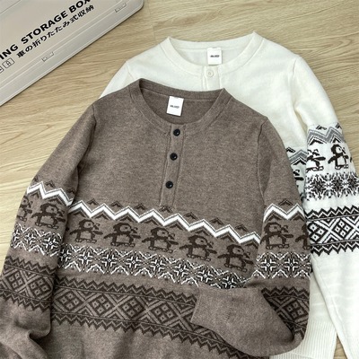 圣诞企鹅费尔岛亨利领毛衣