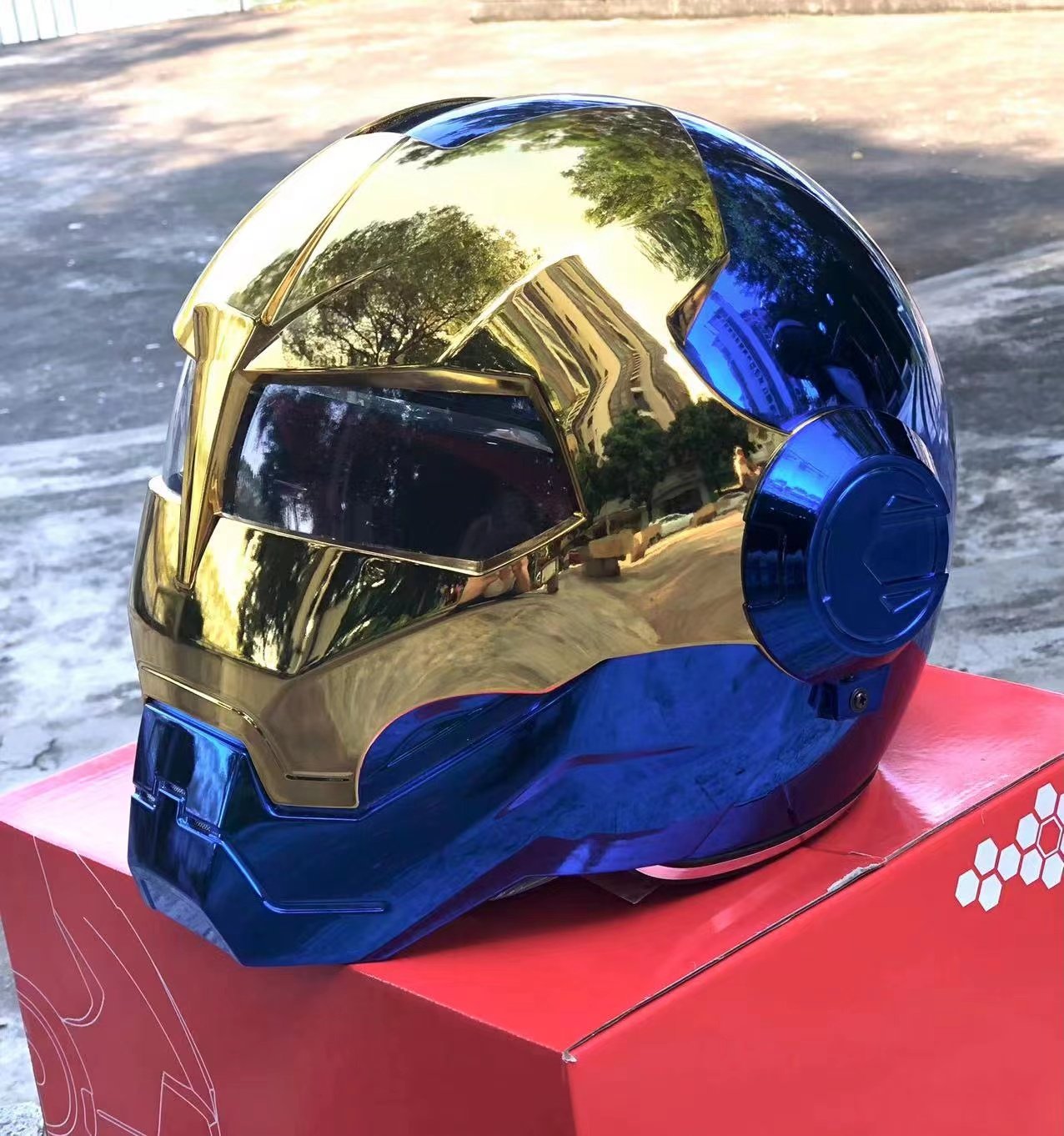 电镀钢铁侠610头盔 masei helmet 揭面盔