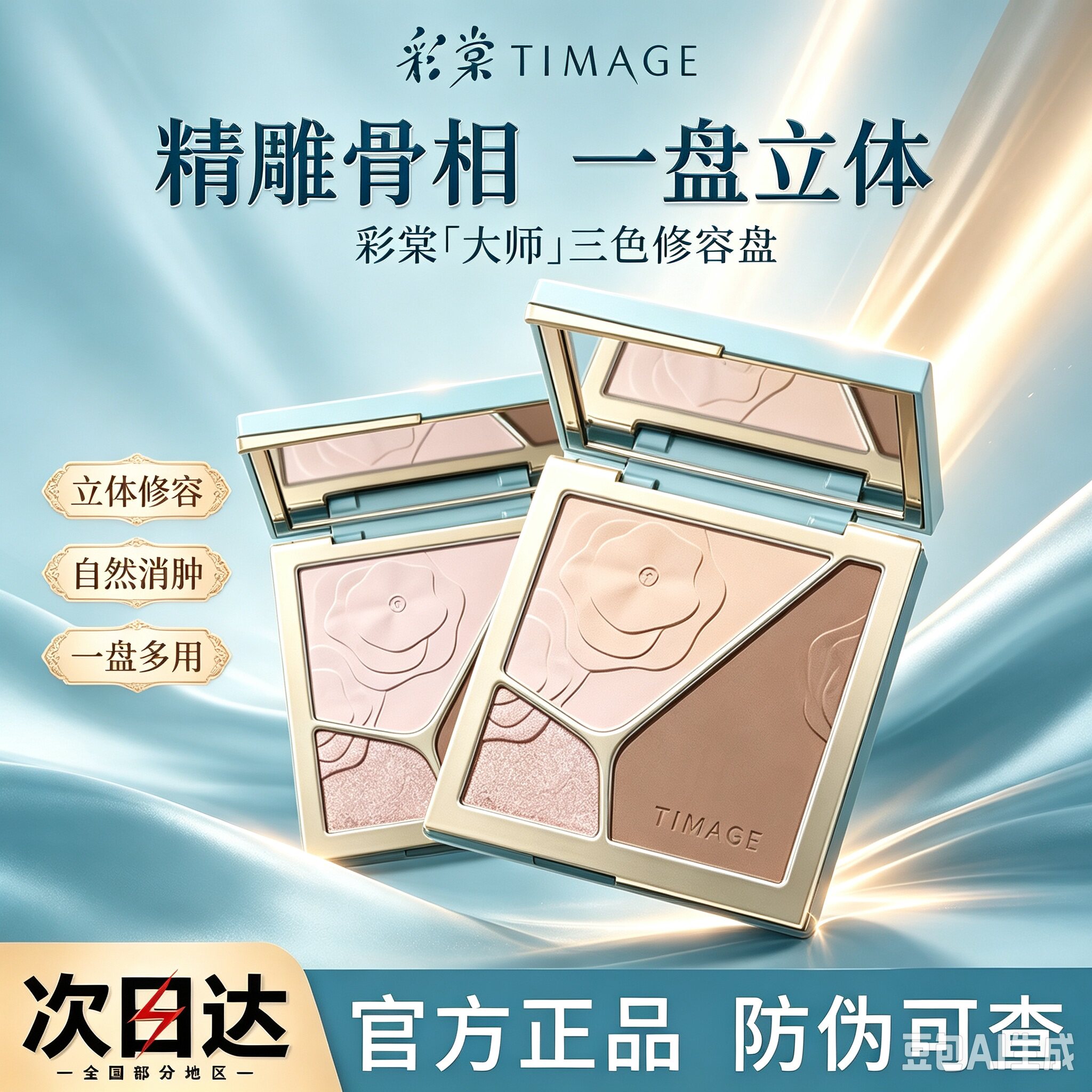 彩棠修容盘粉质细腻修容一体盘图片