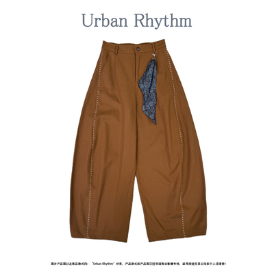 26春夏高腰弯刀裤显瘦装饰线阔腿