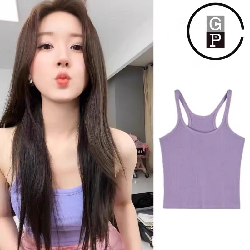 日本GP赵露思同款紫色吊带小背心女夏甜辣妹内搭外穿美背针织短款